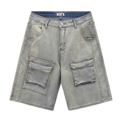 Men Shorts Cargo Pocket Denim Shorts