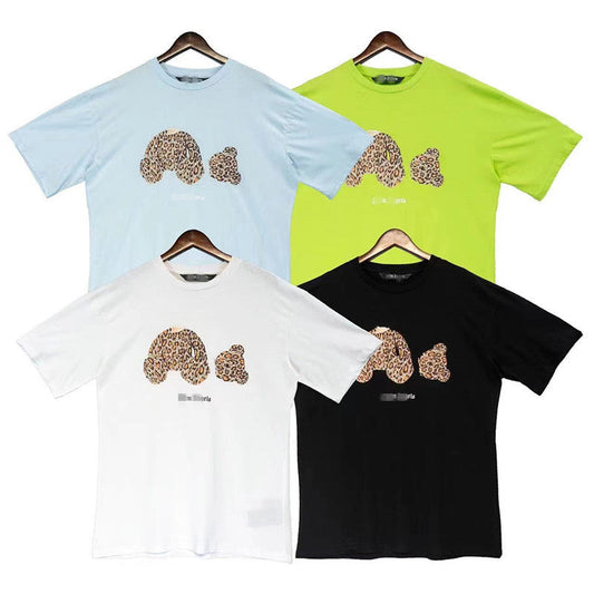 Palm Angle T Shirts Leopard Print Broken Head Bear Word Couple