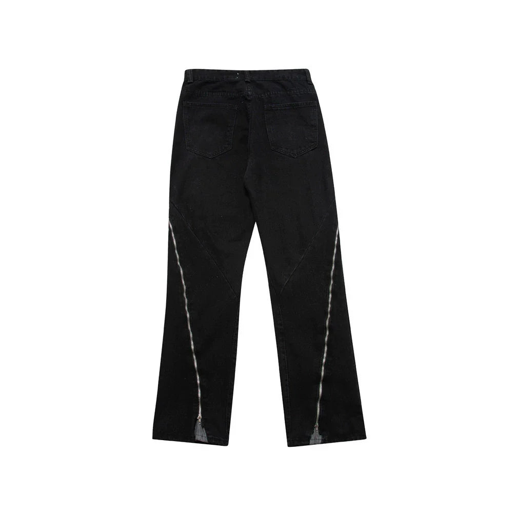 Men Jeans Zipper Decorations Wide-Leg Bell-Bottoms