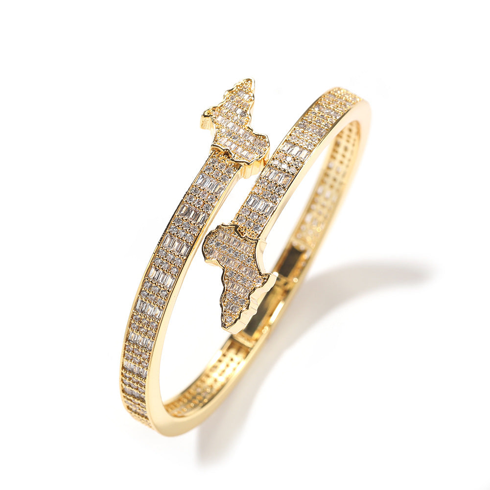 Bracelet Africa Map Bracelet Men's Miniature Zircon Light Luxury Spectrum St. Valentine's