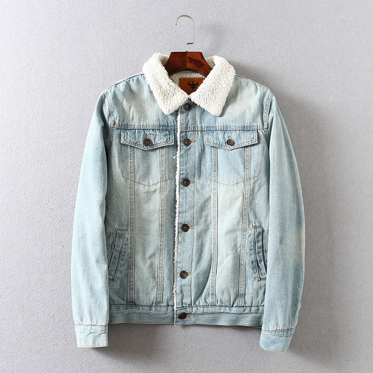 Women Cotton Coat Fleece Padded Lamb Wool Denim Jacket