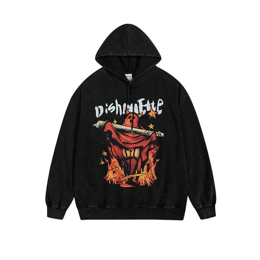 Men Hoodie Black Flame Demon Printed Hoodie Men and Women Vibe Style Hoodie
