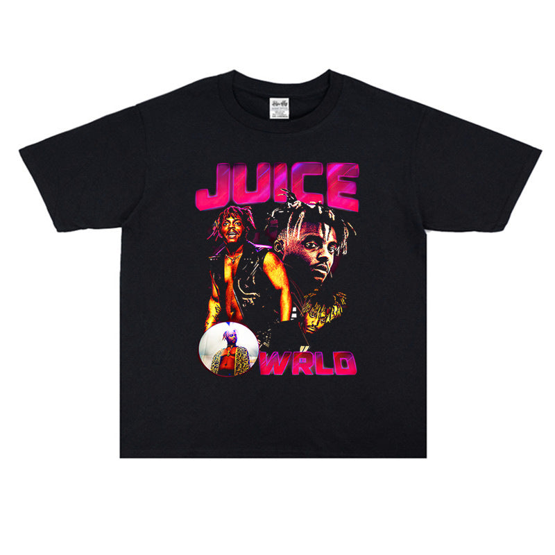 Rock Star T Shirt Juice WRLD Juice Rap Print T-shirt Short Sleeve Cotton Loose round Neck
