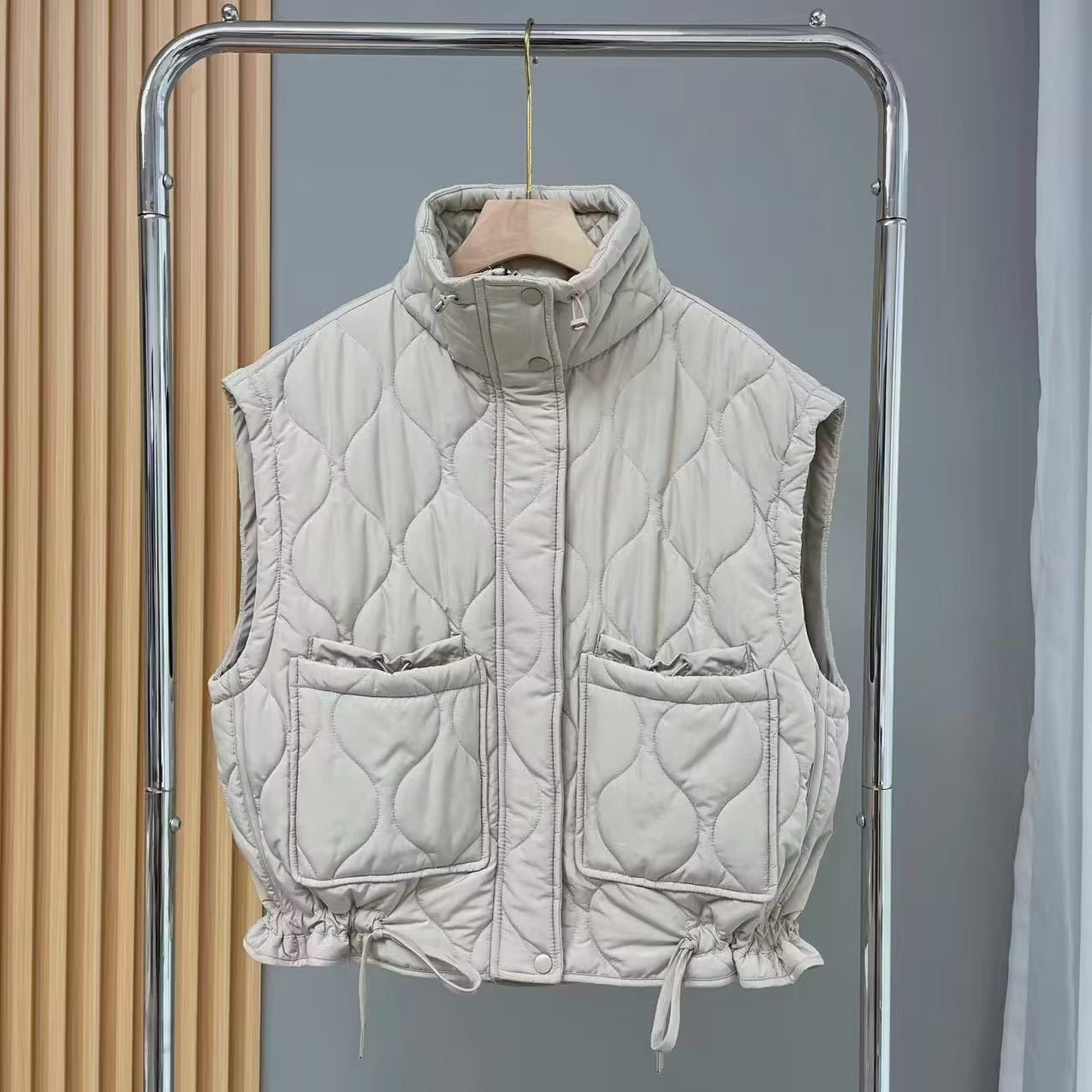 Women Cotton Coat Loose Lapel Diamond Vest