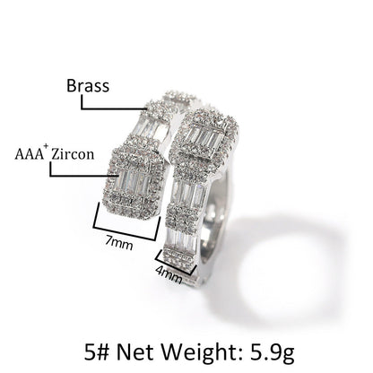Rings 18K Gold Copper Plated T Square Zircon Ring Spectrum