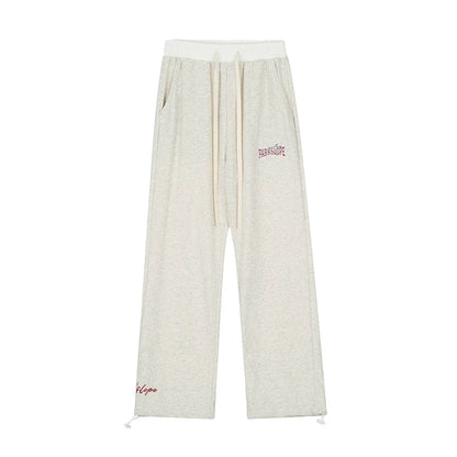 Men Sweatpants Stitching Straight Casual Pants Men's Letter Embroidered Trousers