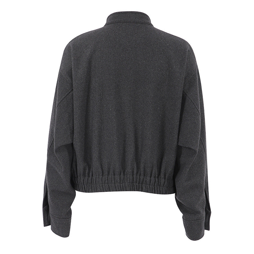 Women Trench Coat Women's Woolen Jacket Short Top Autumn and Winter Puff Sleeve Women's Clothing