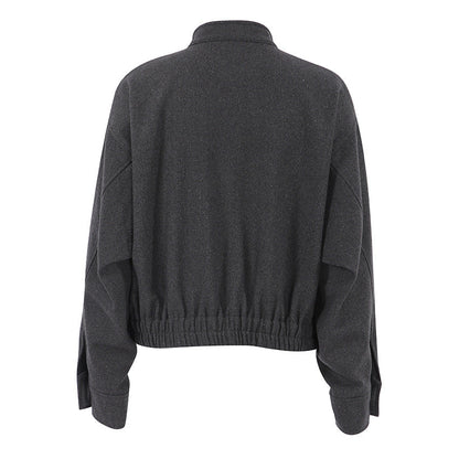 Women Trench Coat Women's Woolen Jacket Short Top Autumn and Winter Puff Sleeve Women's Clothing