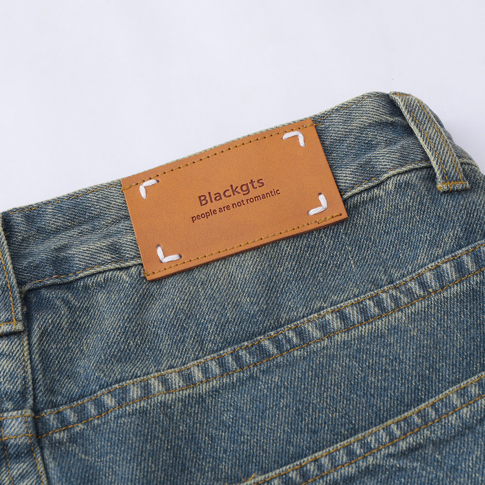 Men Shorts Ripped Denim Shorts Retro Casual Loose