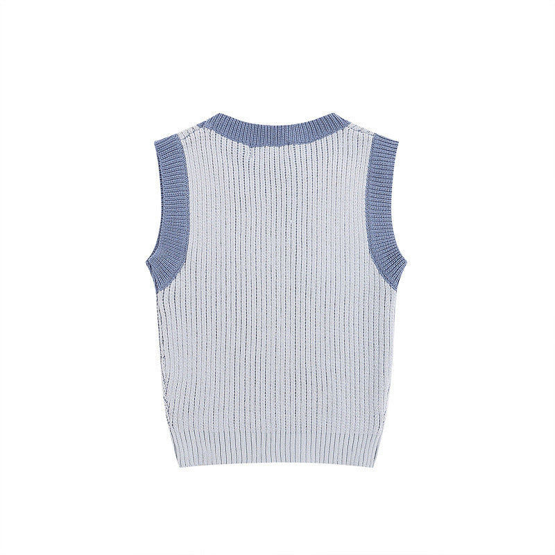 Women Vest XINGX Contrast Color Vest