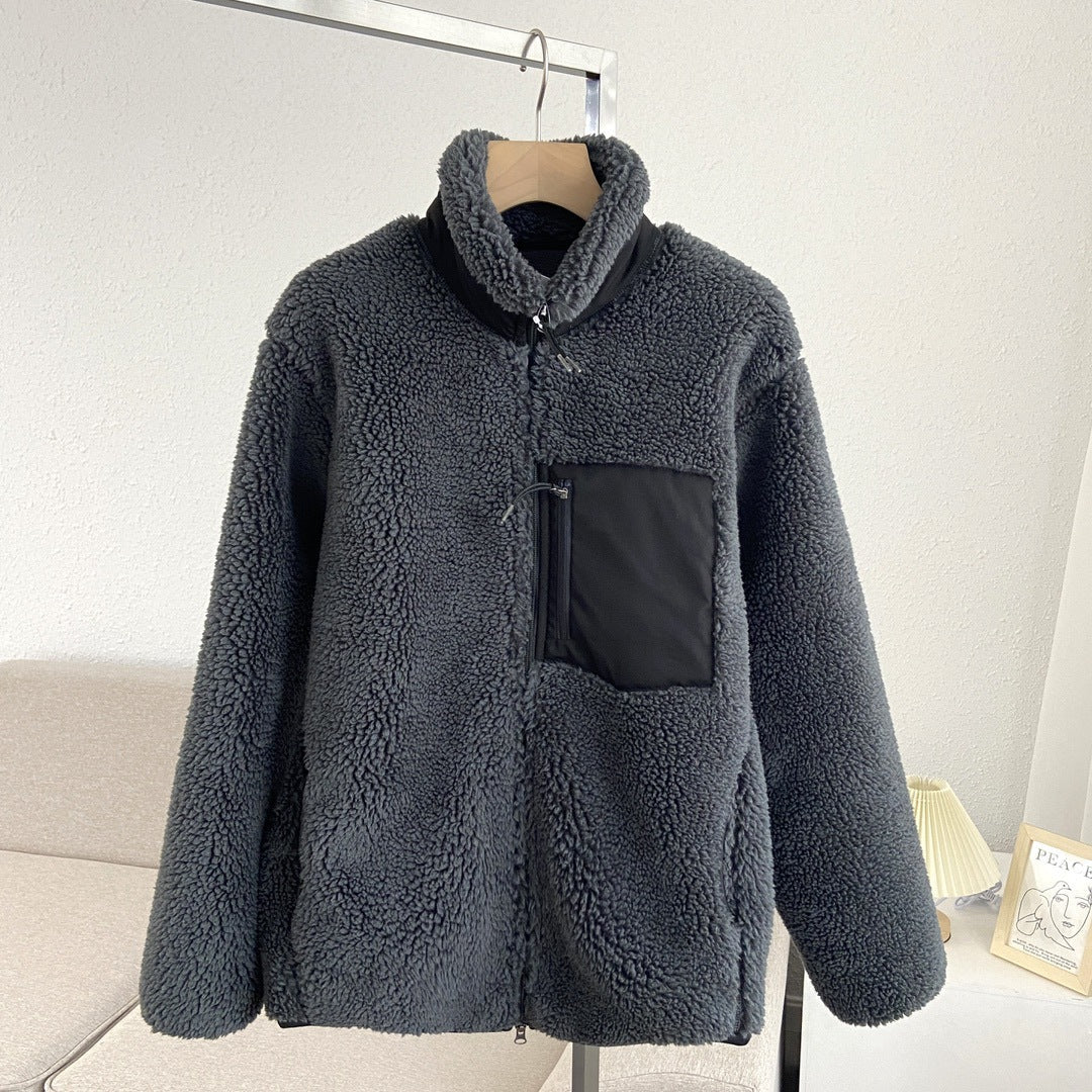 Women Cotton Coat Loose Zip Windproof Lamb Fur Warm