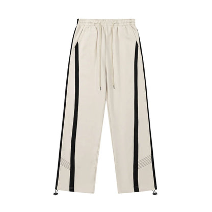 Men Sweatpants Straight Sweatpants Men's Stitching Contrast Color Side Stripes Exercise Casual Pants