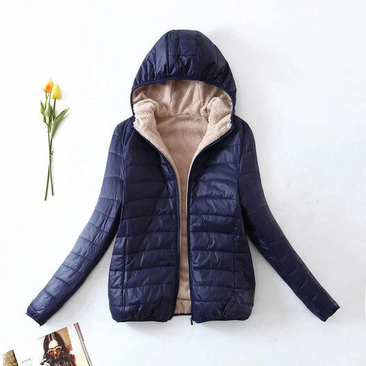 Women Cotton Coat Slim Fit Fleece-lined Warm Faux Cashmere