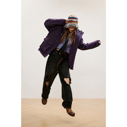 Unisex Coat Men and Women Loose Hooded Jacket Winter