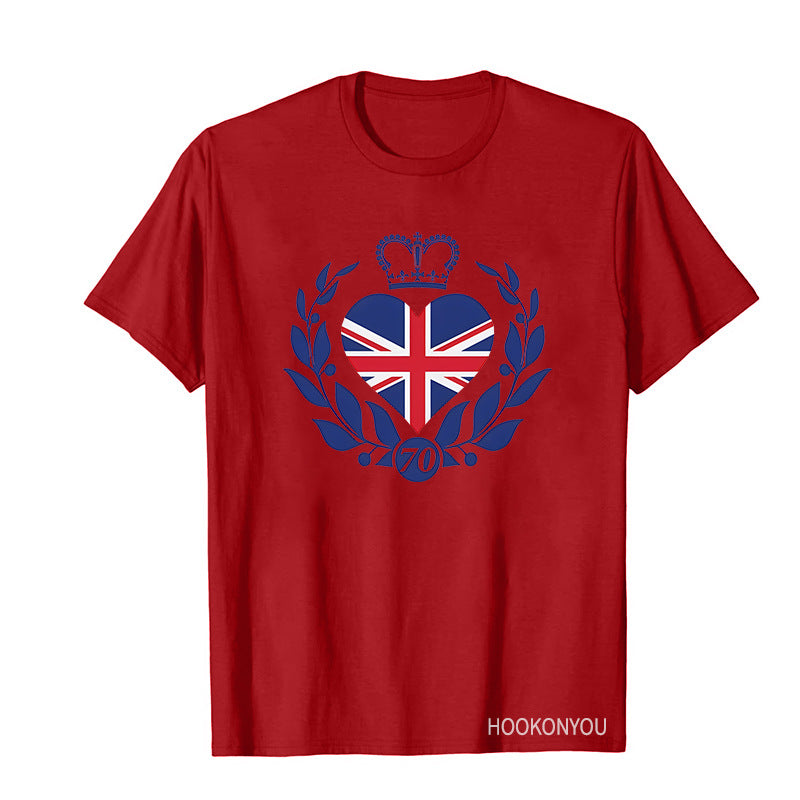 Inspired by Queen's Platinum Jubilee 2022 Elizabeth 70 Years T-shirt Printed round Neck Short Sleeve T-shirt