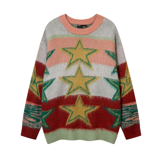 Women Sweater Star Soft Knitted Sweater Vintage