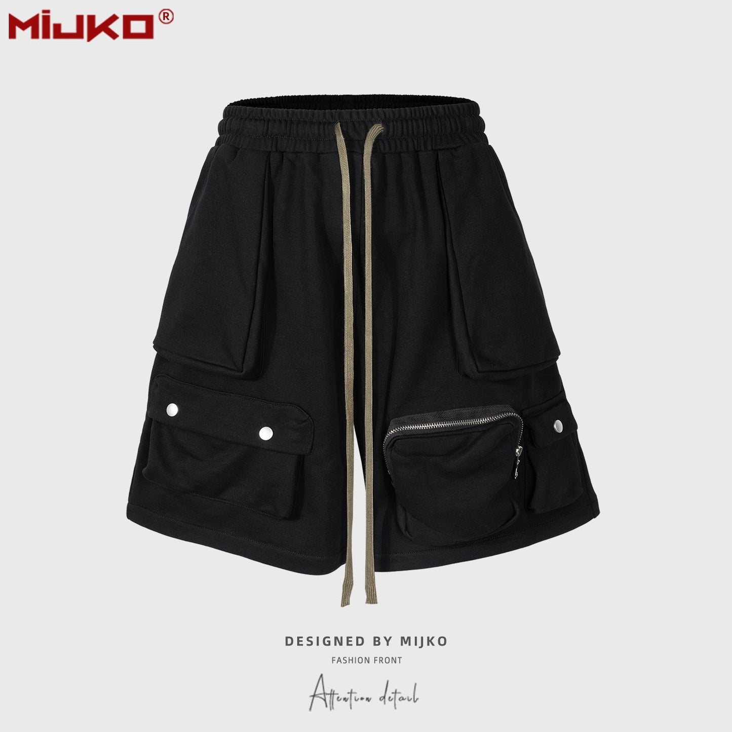 MIJKO Men Shorts Casual multi-pocket neutral shorts