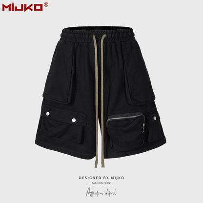 MIJKO Men Shorts Casual multi-pocket neutral shorts