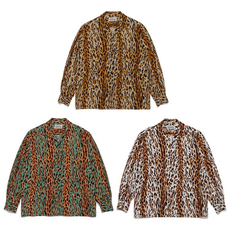 GUILTYPARTIES TIGER Shirts 22AW LEOPARD OPEN Long Sleeve Shirt