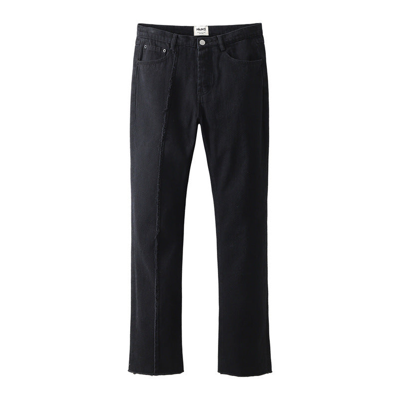 Men Jeans Solid Color Slim Stretch Jeans Straight-Leg Trousers