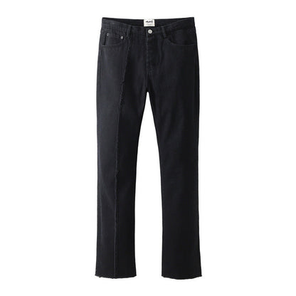 Men Jeans Solid Color Slim Stretch Jeans Straight-Leg Trousers