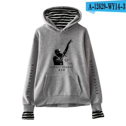 Nipsey Hussle Hoodie Rap Singer Trend False Two-Piece Sweaters