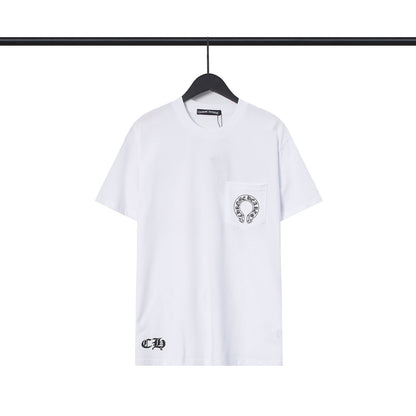 CHH Chrome Heart T Shirts Croix Cross Leather Printed Short Sleeve T-Shirt