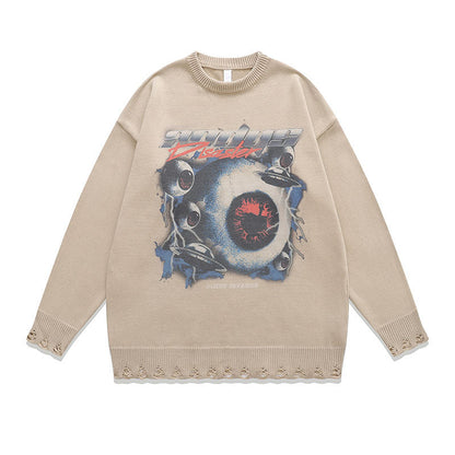 Women Sweater Vintage Printed Idle Style Knitwear