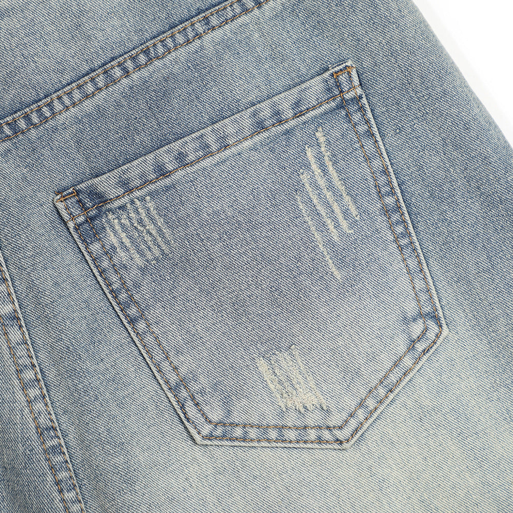 Men Shorts Denim Shorts Trendy Washed Worn Loose