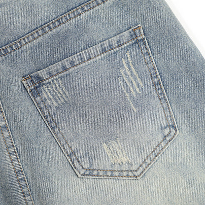 Men Shorts Denim Shorts Trendy Washed Worn Loose