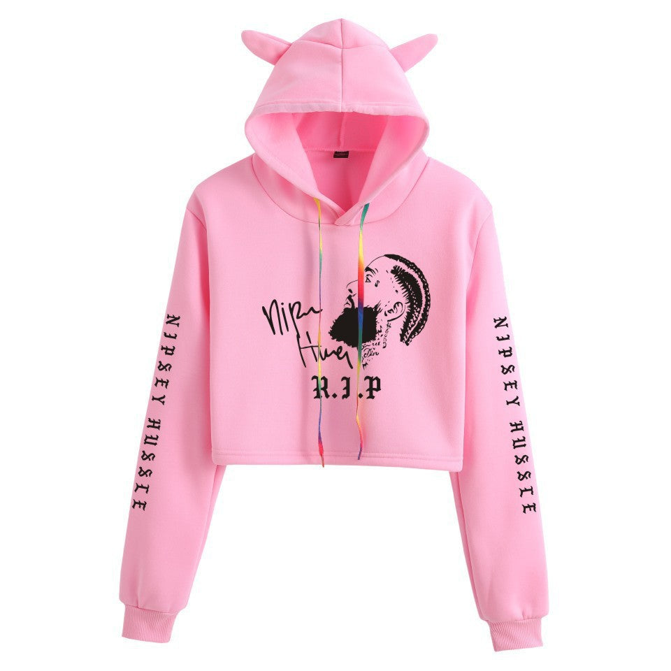 Nipsey Hussle Hoodie Rap Loose Cat Ears Sweater for Women