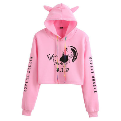 Nipsey Hussle Hoodie Rap Loose Cat Ears Sweater for Women