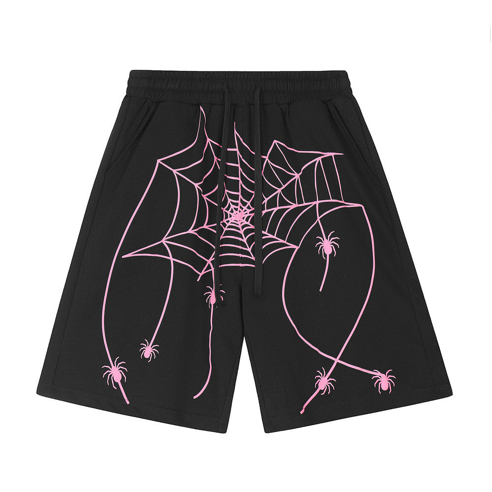 Men Shorts Spider Web Loose Personality Leisure Sports