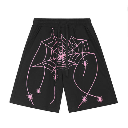 Men Shorts Spider Web Loose Personality Leisure Sports
