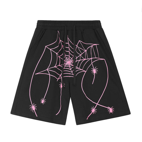 Men Shorts Spider Web Loose Personality Leisure Sports