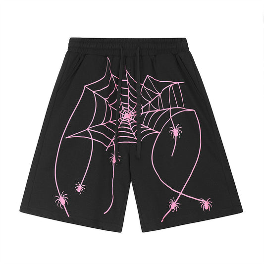 Men Shorts Spider Web Loose Personality Leisure Sports