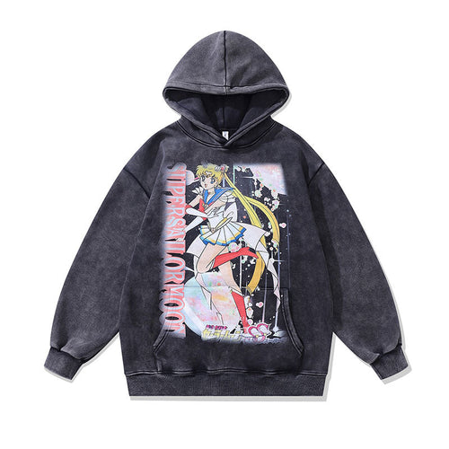Men Hoodie Hip Hop Cartoon Hooded Sweatshirt