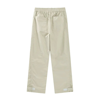 Men Sweatpants Zipper Casual Pants Men's Summer Loose Pure Cotton Straight Wide Leg Pants