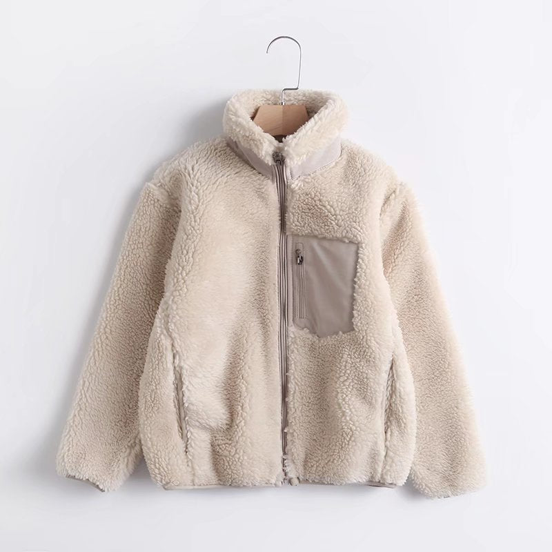 Women Cotton Coat Windproof Faux Cashmere Cardigan Coat for Children