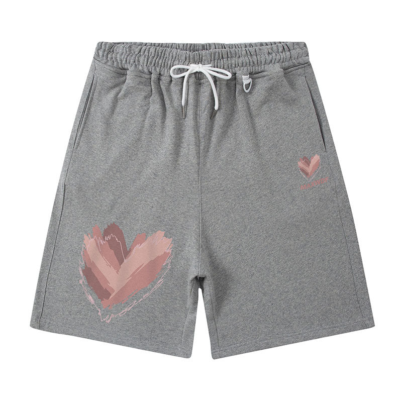 Men Shorts Hiphop Vintage Flame Print Sports Shorts