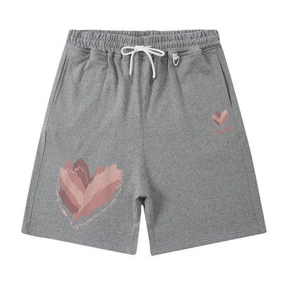 Men Shorts Hiphop Vintage Flame Print Sports Shorts