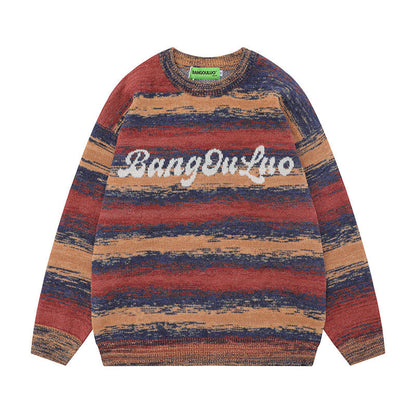 Women Sweater Idle Style Gradient Color All-Matching Knitted Sweater