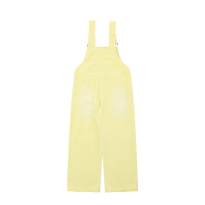 Overalls Men Jumpsuit Denim Cargo Pants Suspender Pants Loose Straight Wide Leg Casual Suspender Jumpsuit
