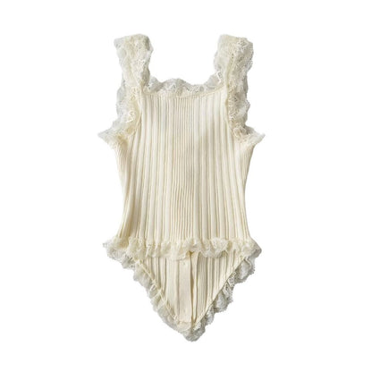 Women Tops Summer Lace Knitted Vest Slim Top