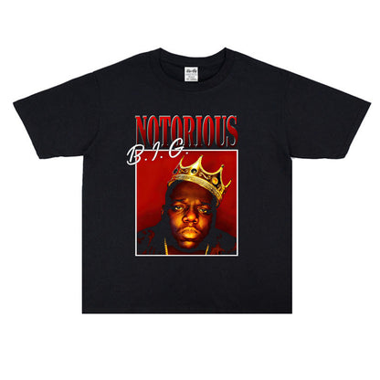 Rock Star T Shirt Notorious Mr. the Nottorious B.I .G Loose Street Printed T-shirt Pure Cotton