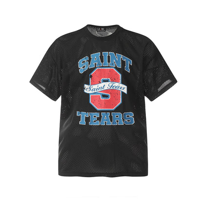 Unisex T-Shirts Saint Michael Mesh vintage Loose Sports T-Shirt