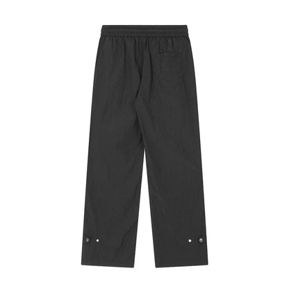 Men Sweatpants Solid Color Casual Straight Trousers Loose Wide-Leg Overalls