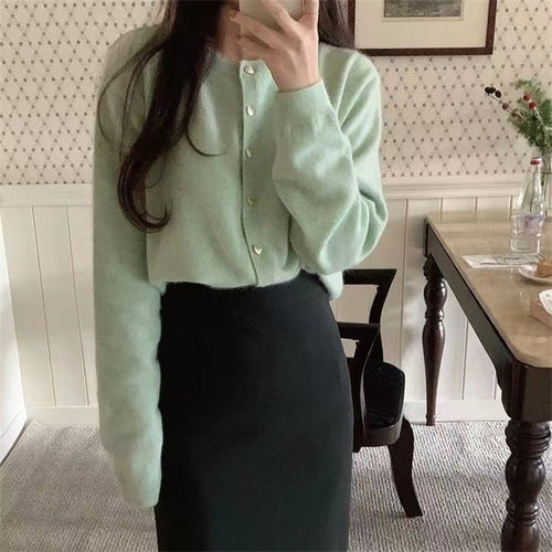 Women Knitted Cardigan Autumn and Winter Loose Casual Knitted Cardigan Jacket