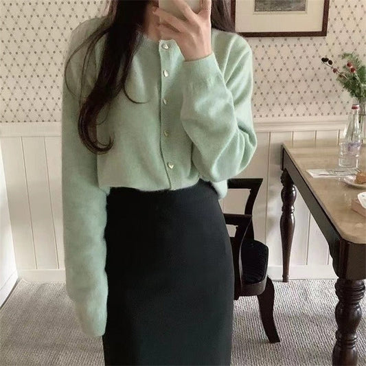 Women Knitted Cardigan Autumn and Winter Loose Casual Knitted Cardigan Jacket