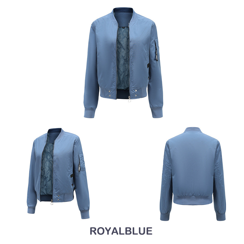 Women Trench Coat Stand Collar Urban Casual Bomber Jacket Spring and Autumn Coat